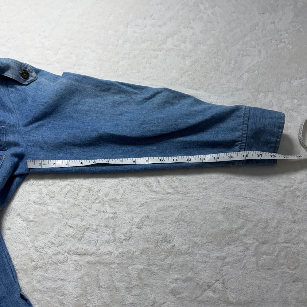 Vintage Levis Orange Tab Denim Mens Long Sleeve Button Up Blue Cotton Size M - Picture 6 of 12